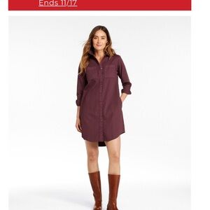 LL Bean Women's Burgundy Shirt Dress XL